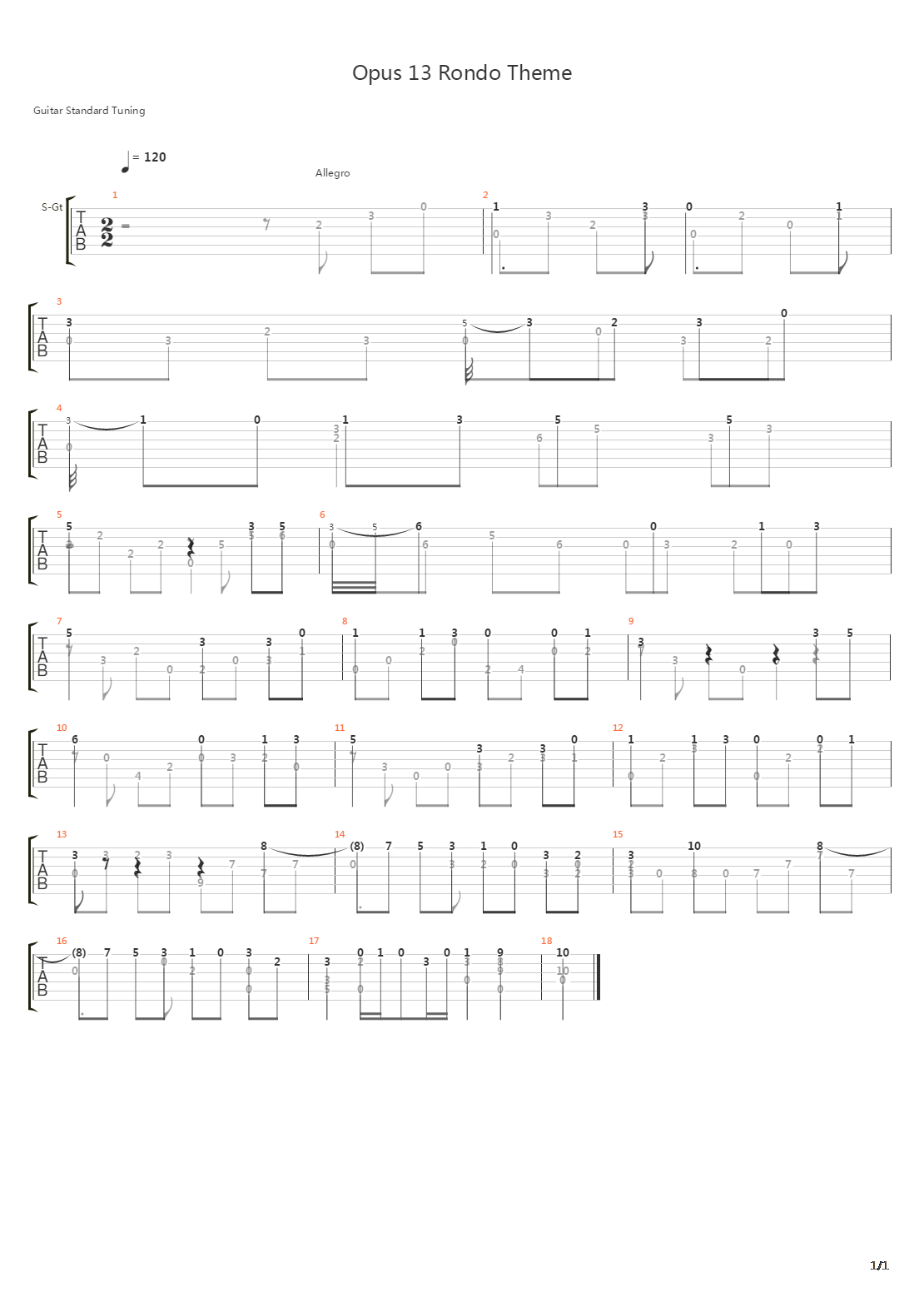 Opus 13 Rondo Theme吉他谱