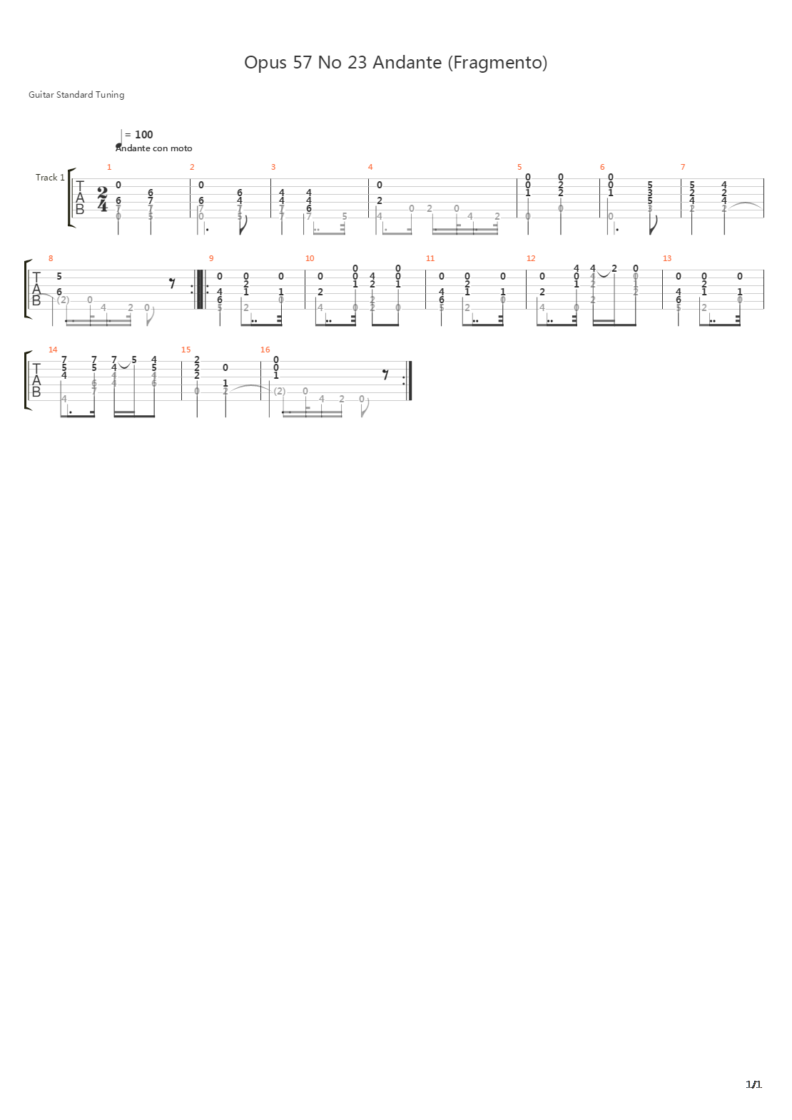 Opus 57 No 23 Andante吉他谱