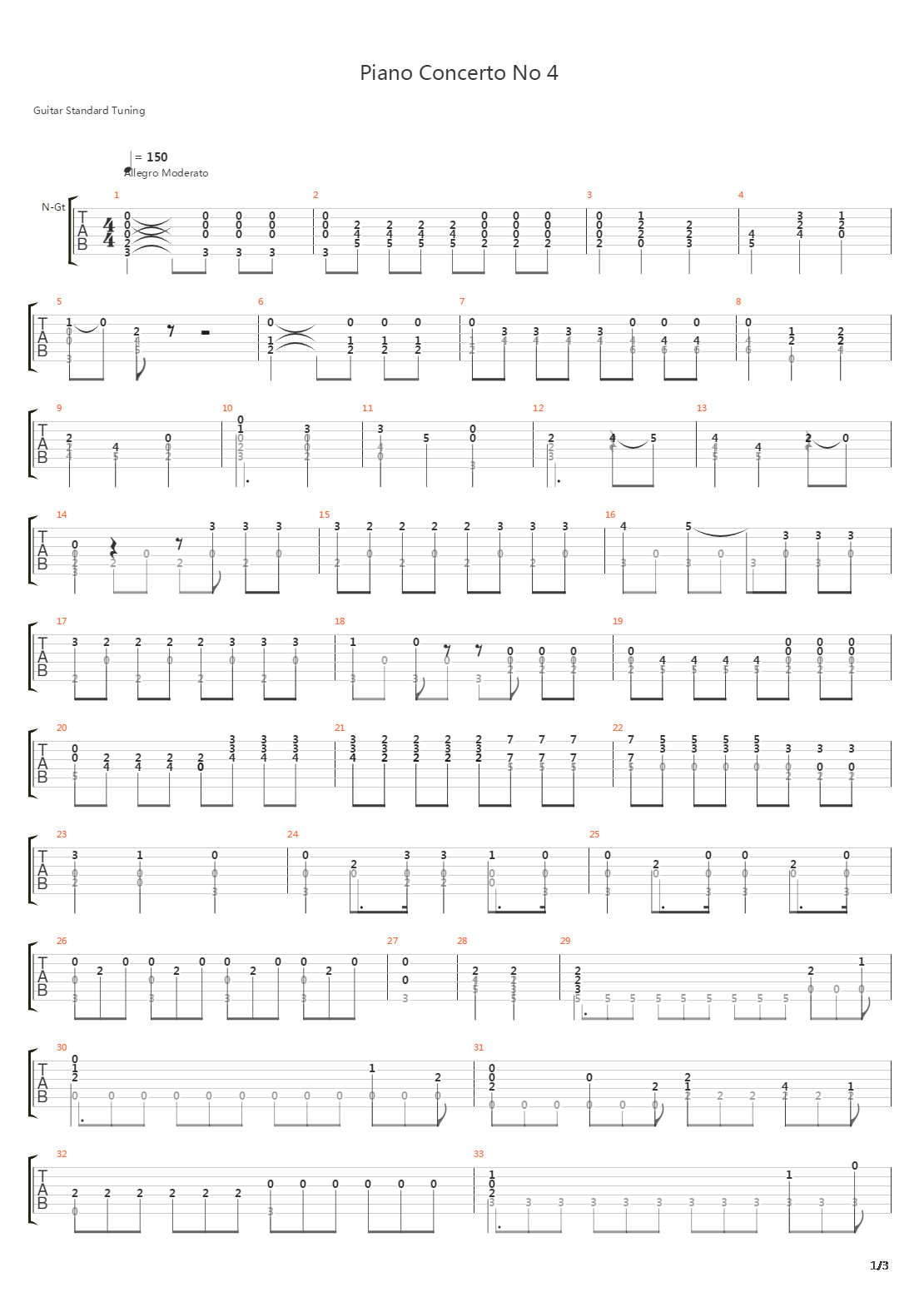 Piano Concerto No 4吉他谱