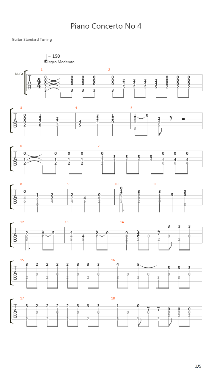 Piano Concerto No 4吉他谱