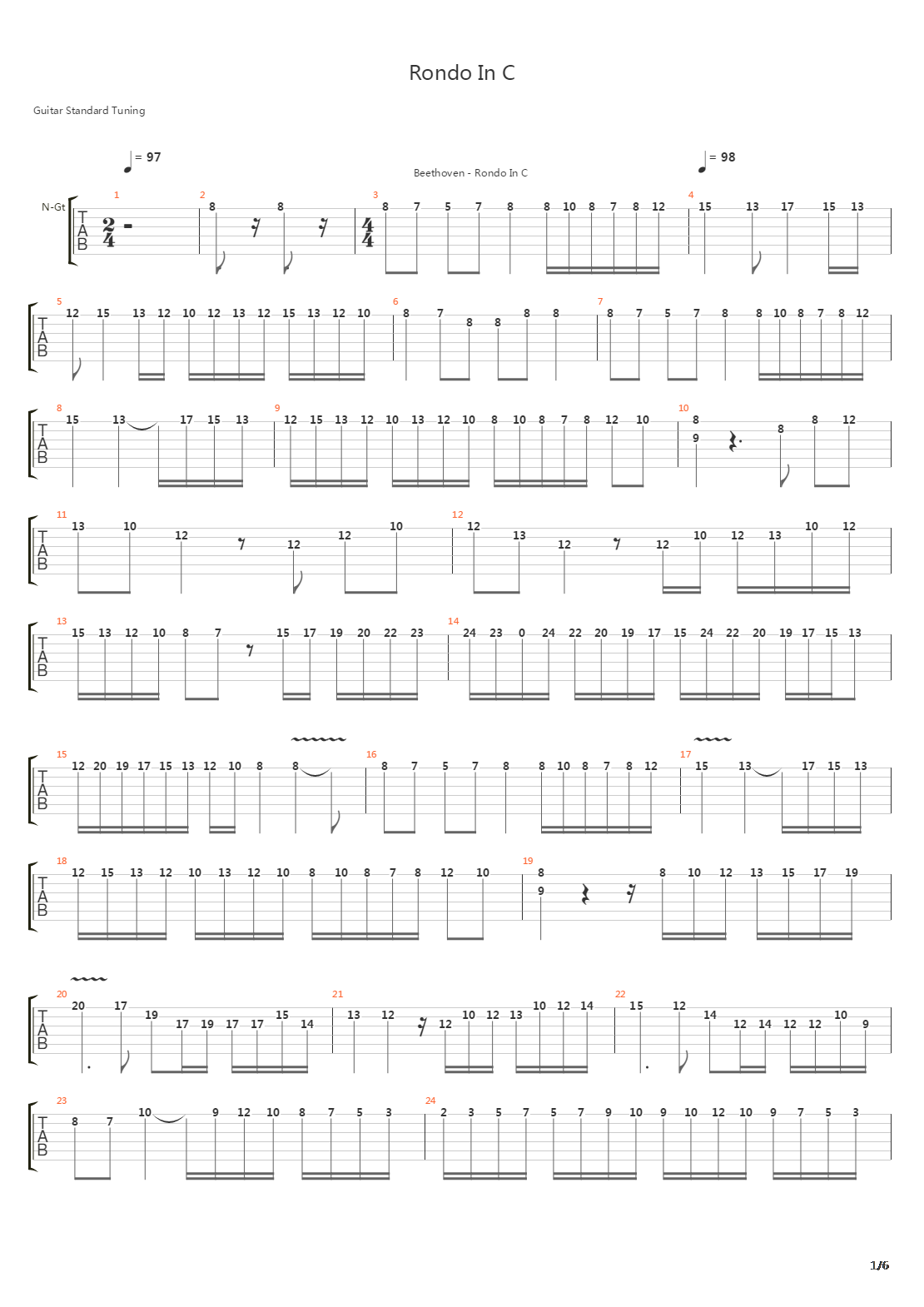 Rondo In C吉他谱
