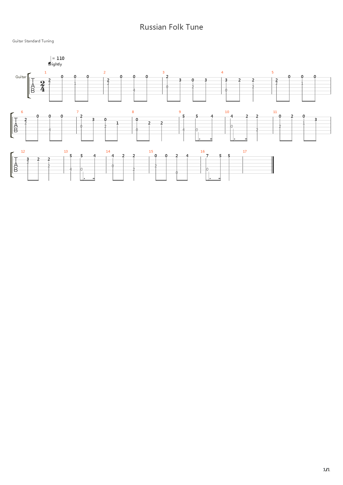 Russian Folk Tune吉他谱