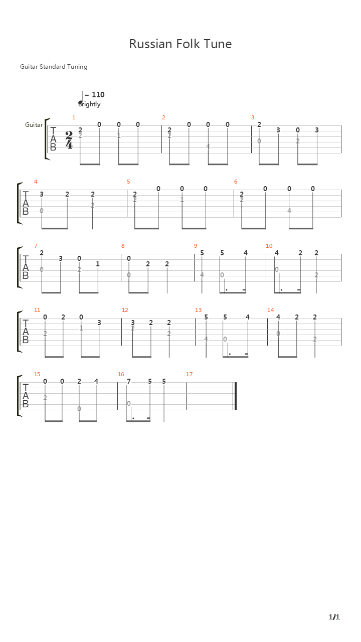 Russian Folk Tune吉他谱