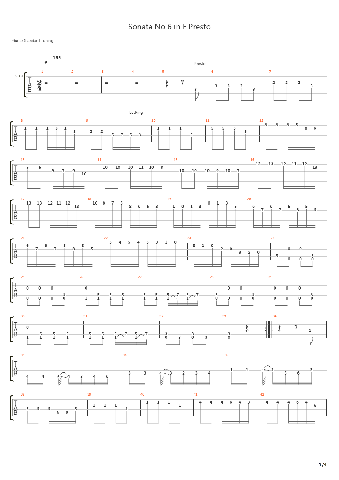 Sonata No 6 in F吉他谱