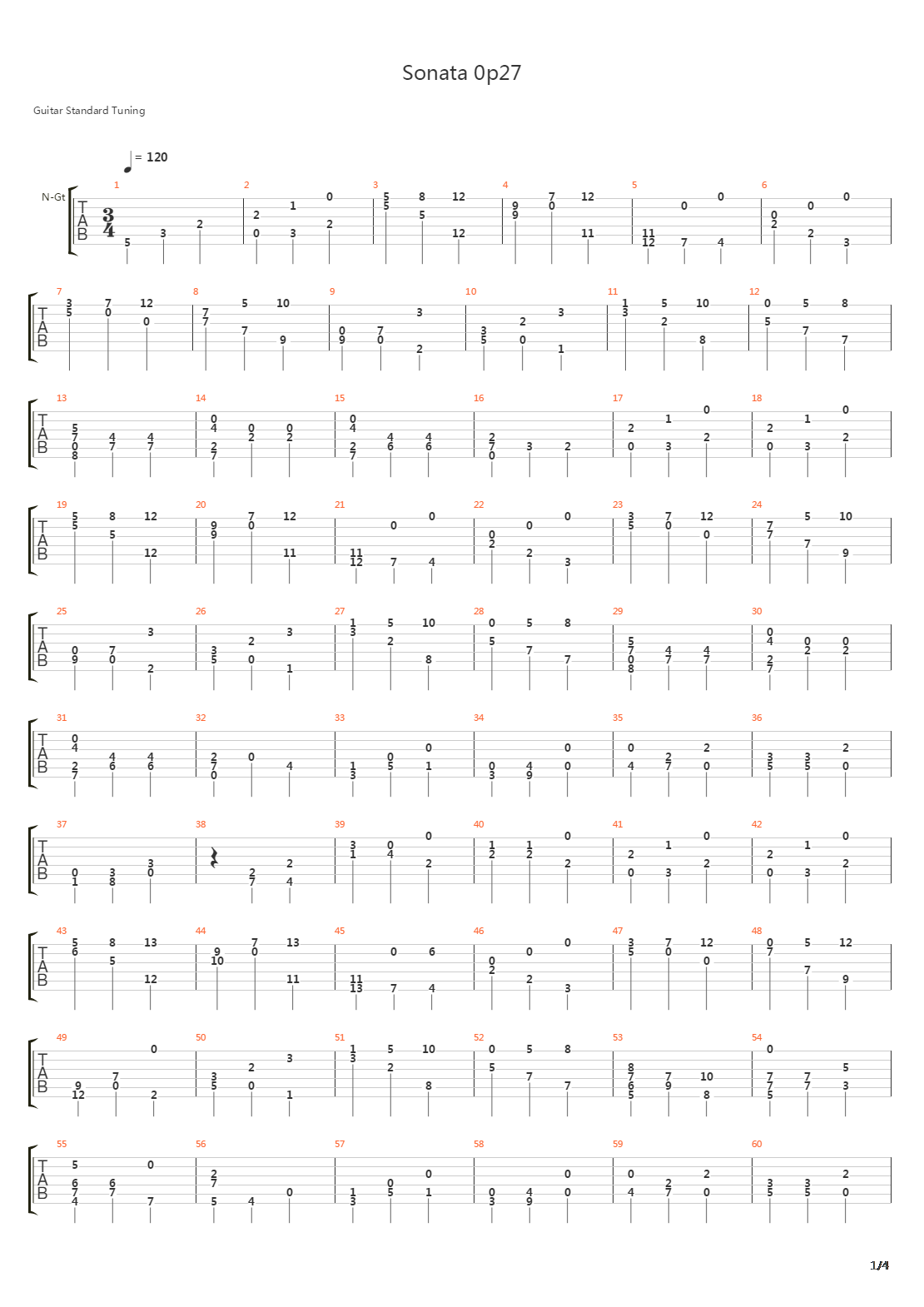 Sonata Opus 27吉他谱