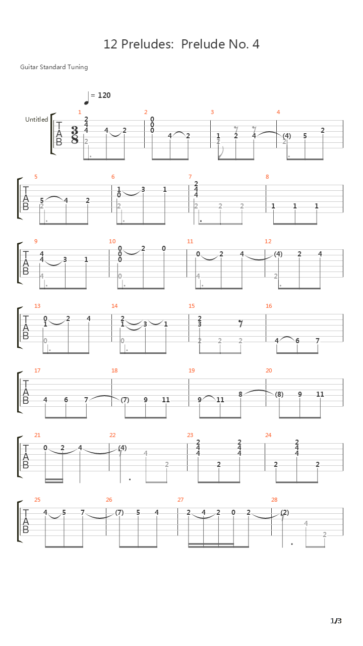 Prelude No 4吉他谱