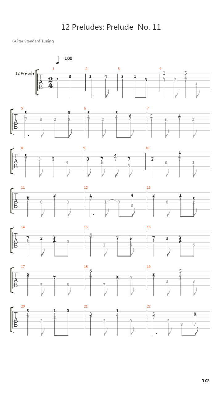 Prelude No 11吉他谱