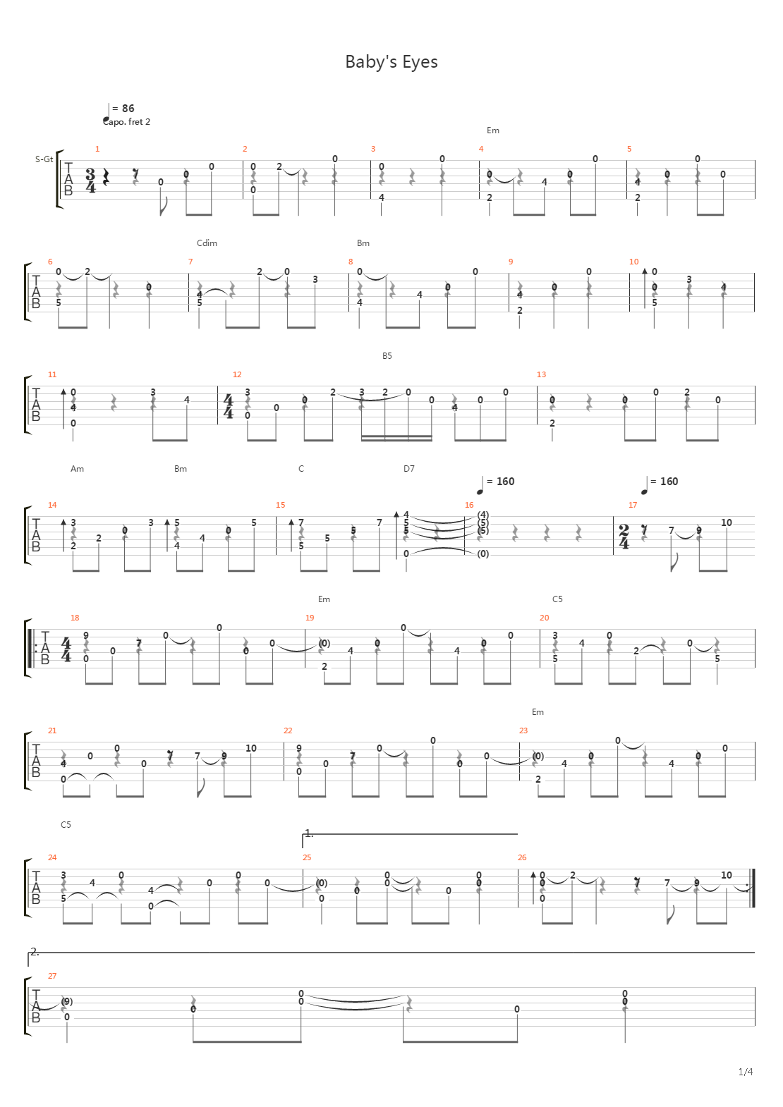Baby's Eyes吉他谱