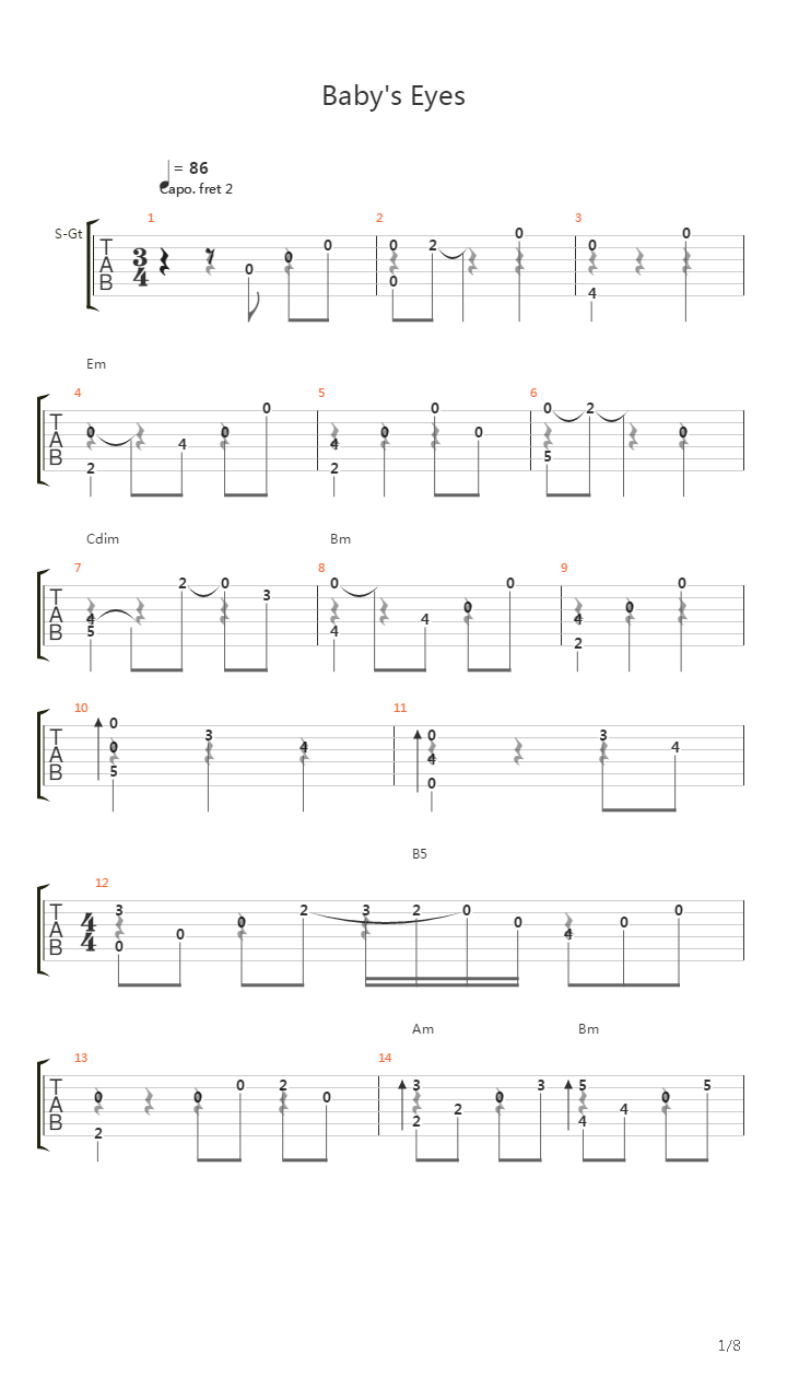 Baby's Eyes吉他谱