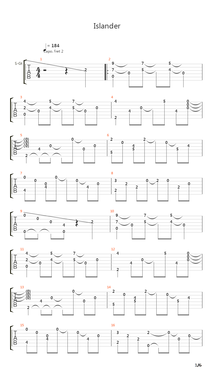 Islander吉他谱
