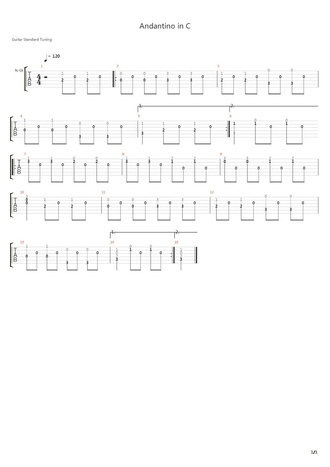 Andantino in C吉他谱