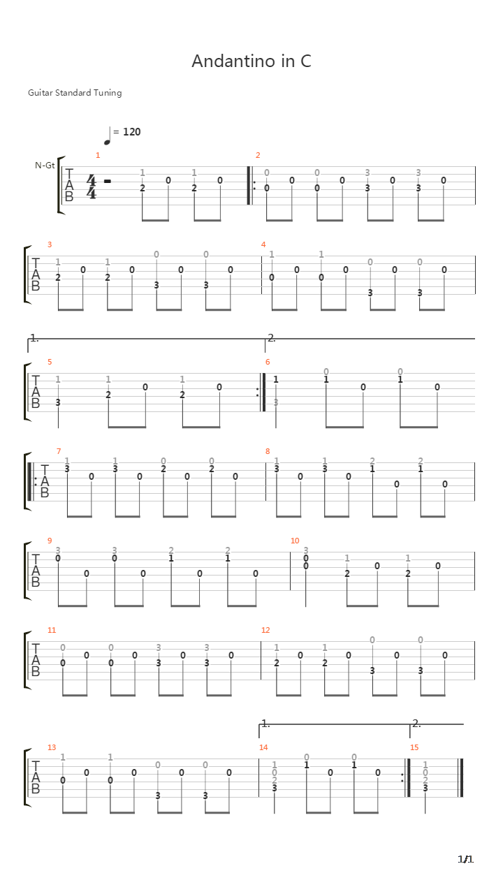 Andantino in C吉他谱