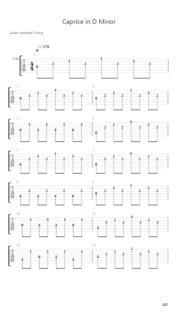 Caprice in D Minor吉他谱