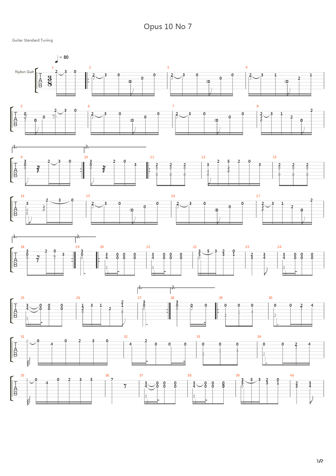 Opus 10 No 7吉他谱