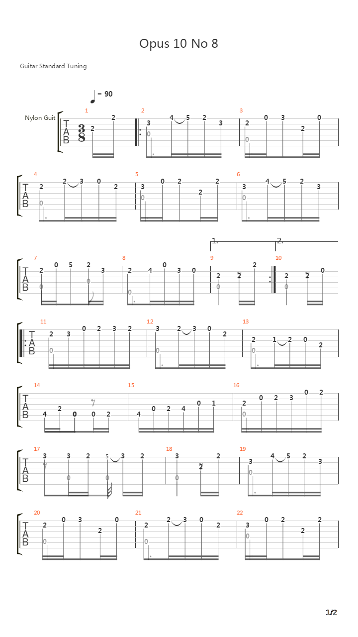 Opus 10 No 8吉他谱