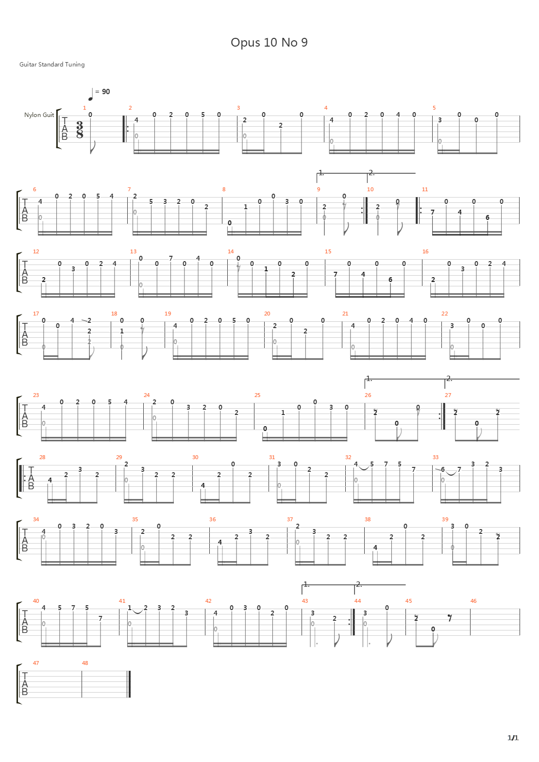 Opus 10 No 9吉他谱