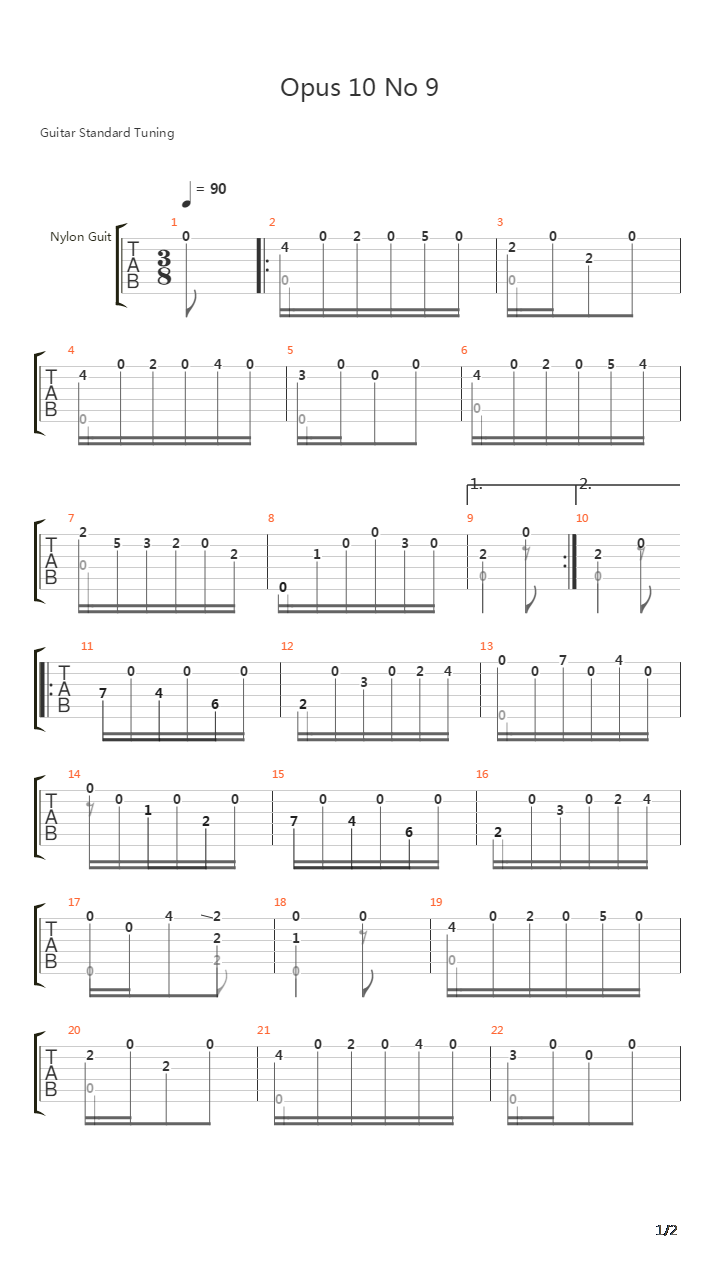 Opus 10 No 9吉他谱