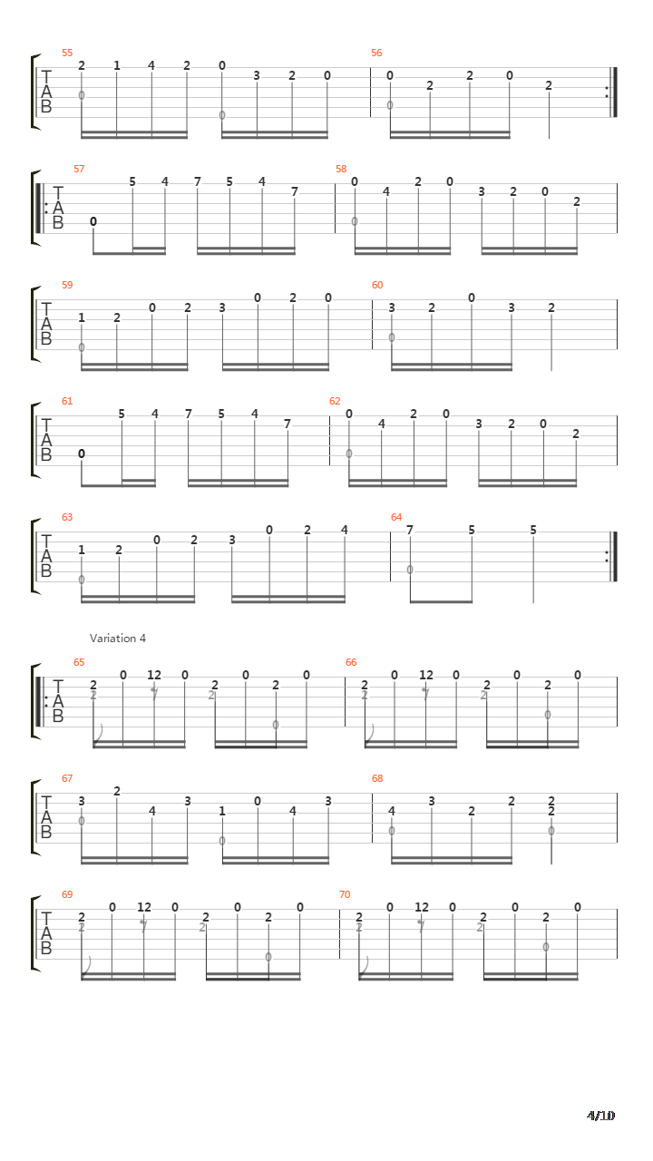 Opus 10 No 12吉他谱