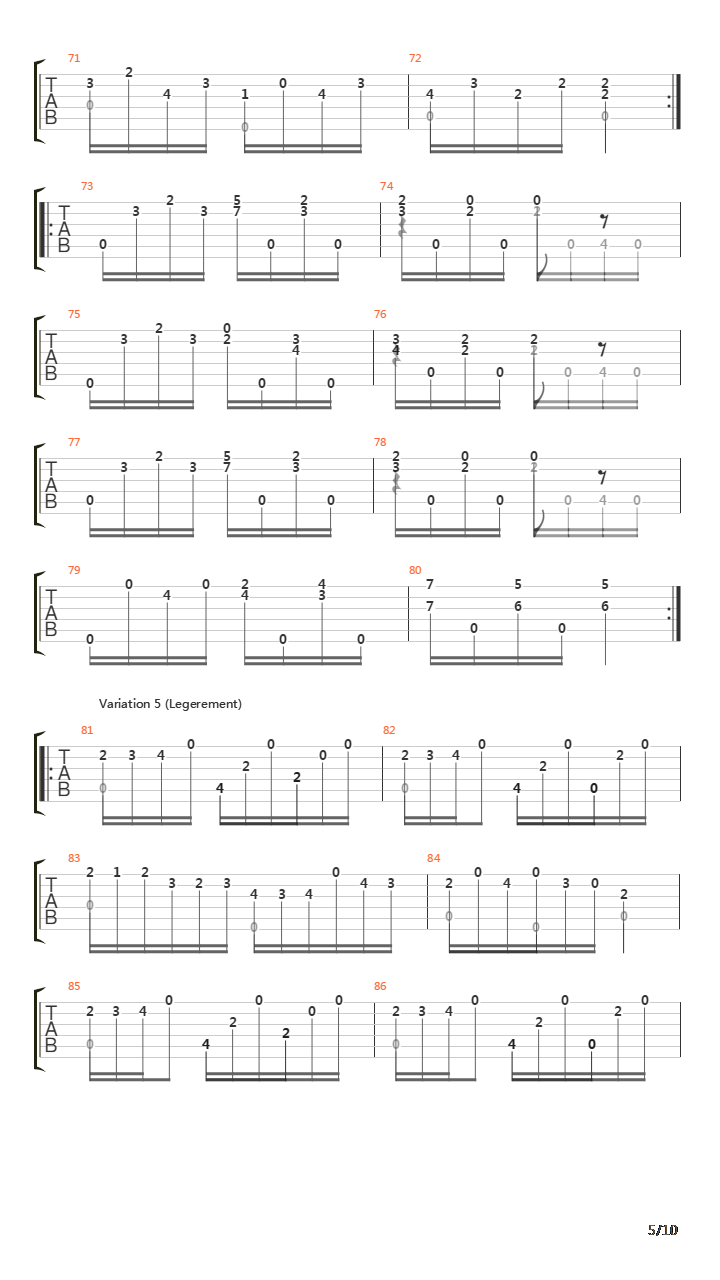 Opus 10 No 12吉他谱