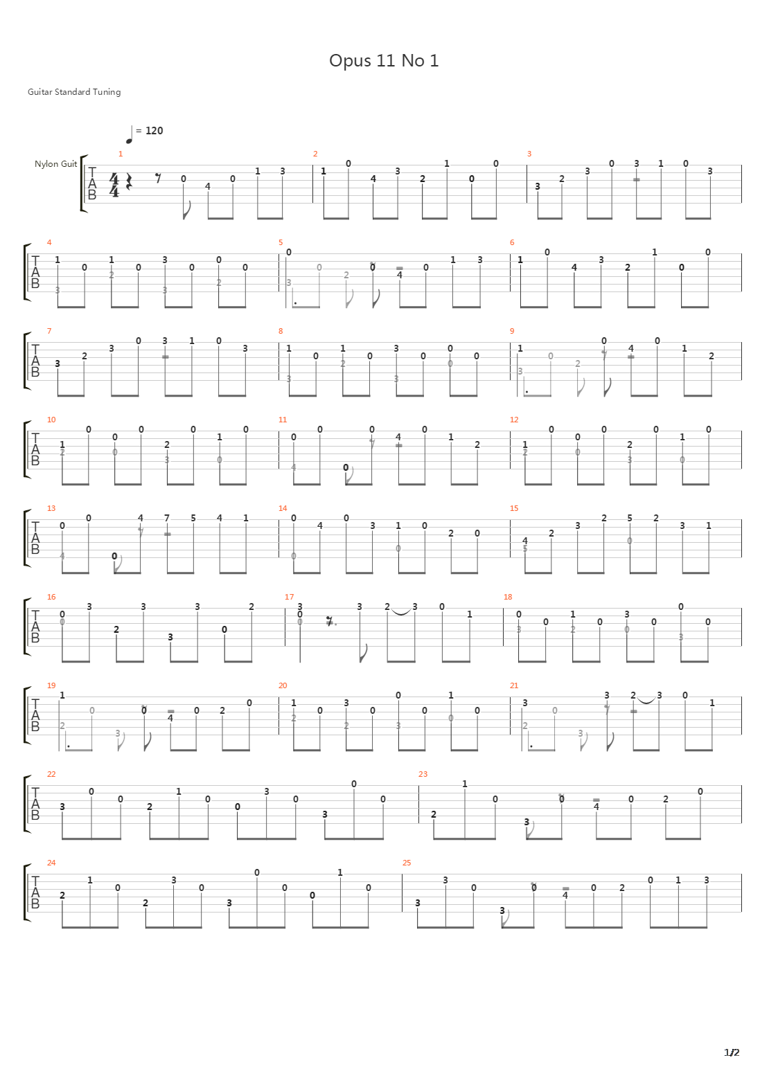 Opus 11 No 1吉他谱