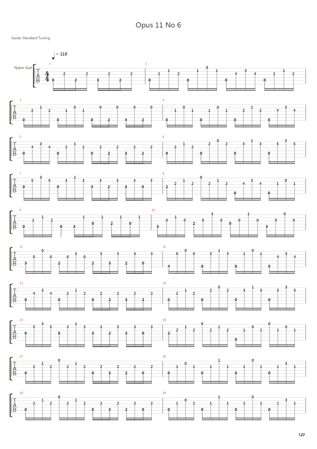 Opus 11 No 6吉他谱