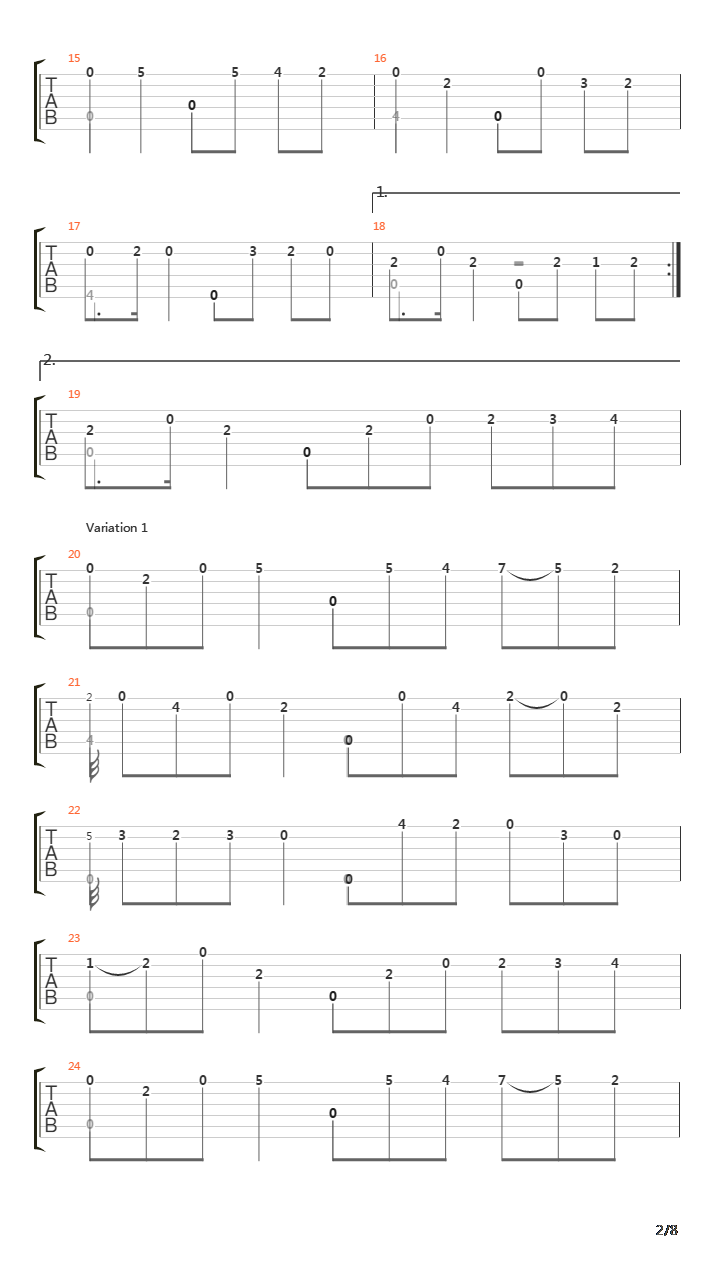 Opus 11 No 10吉他谱