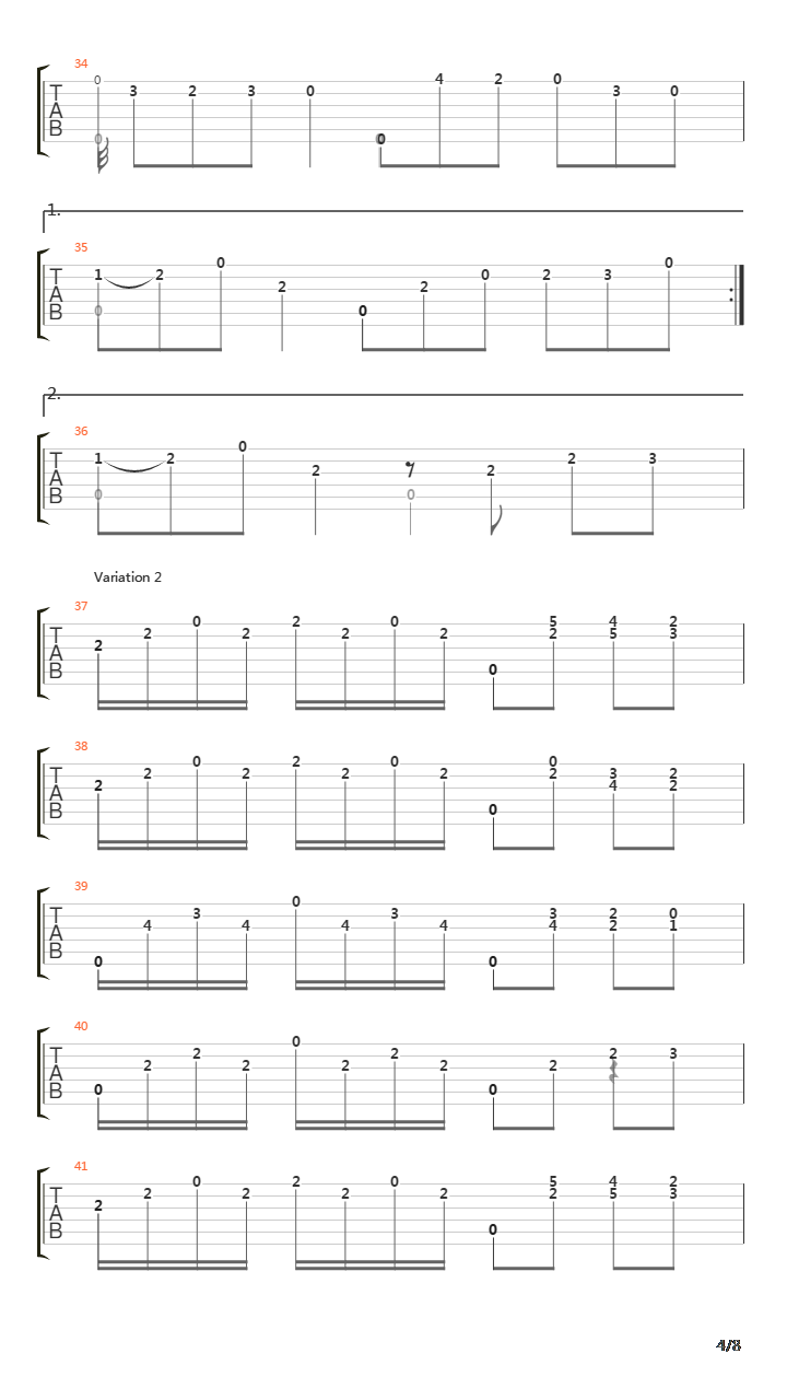 Opus 11 No 10吉他谱