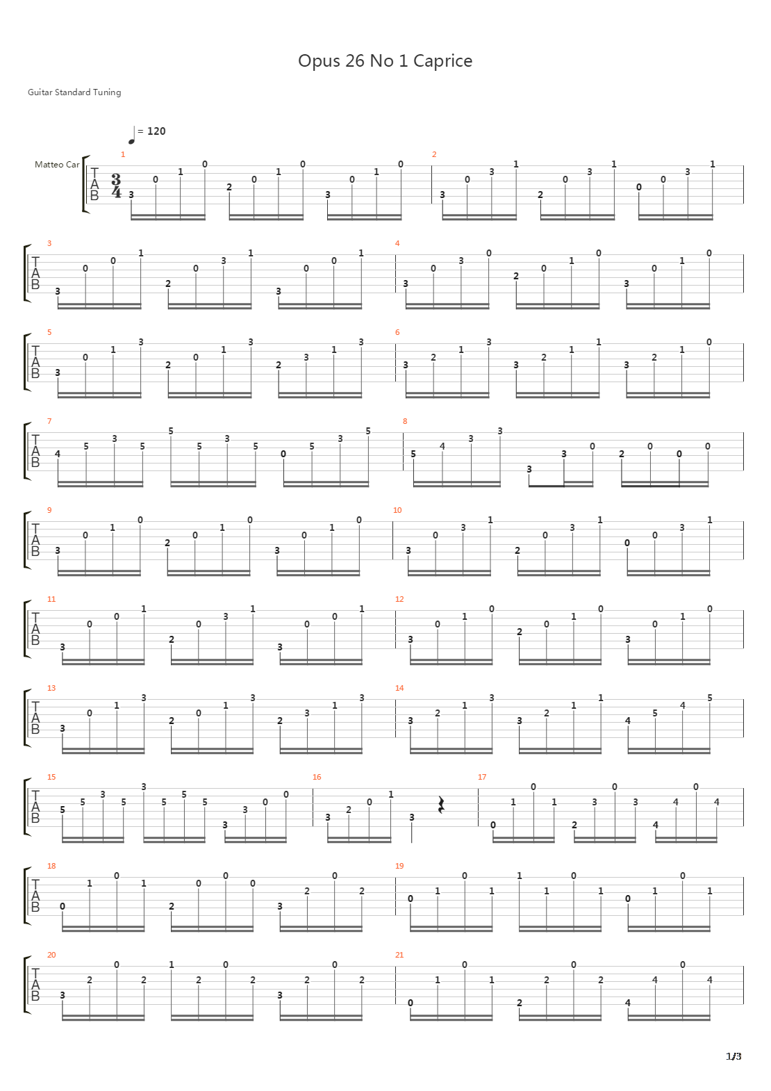 Opus 26 No 1 Caprice吉他谱