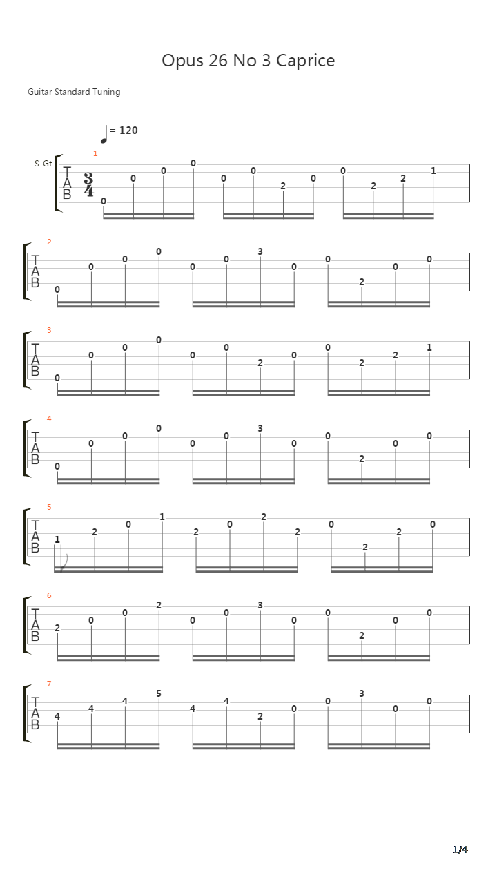 Opus 26 No 3 Caprice吉他谱