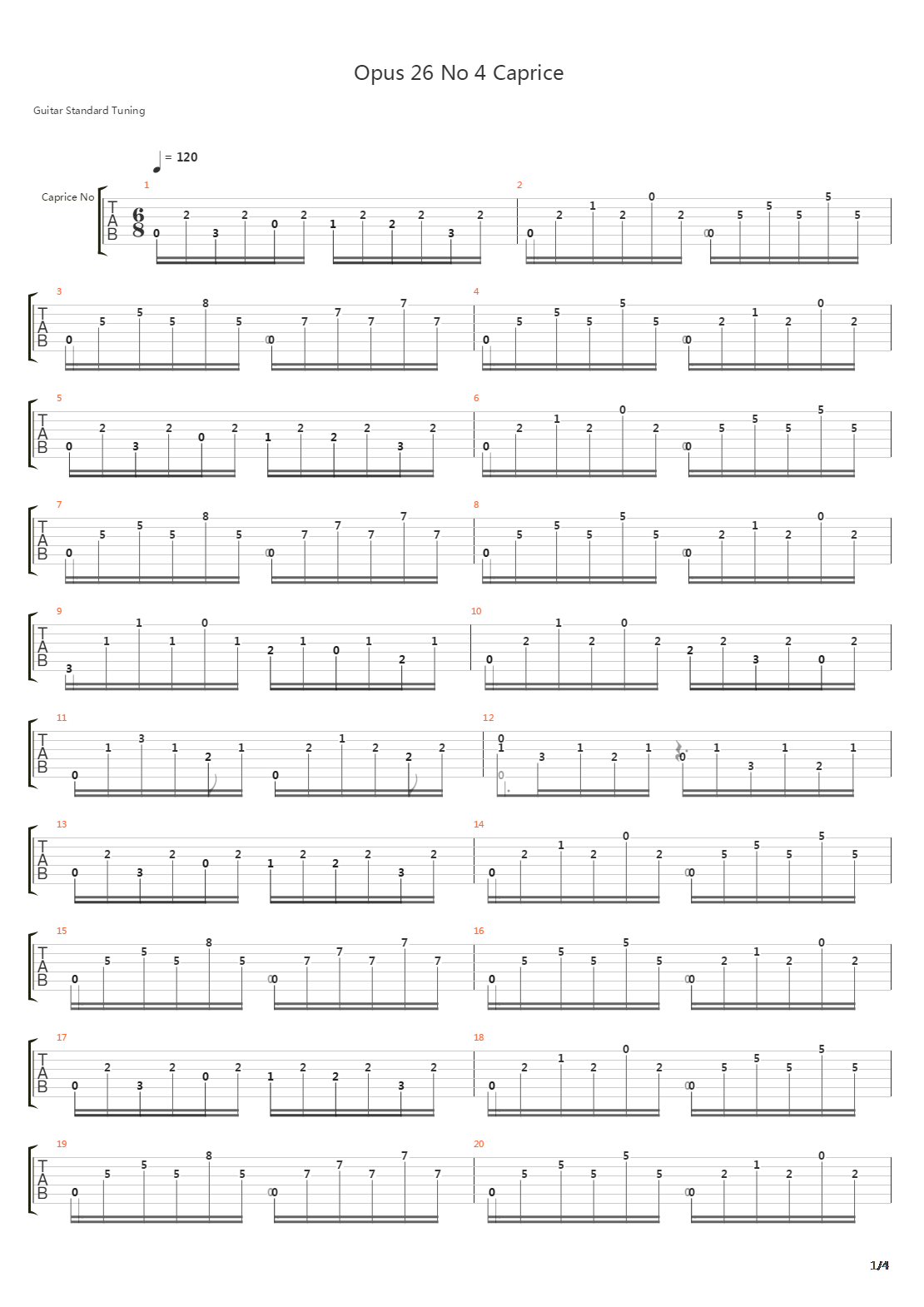 Opus 26 No 4 Caprice吉他谱