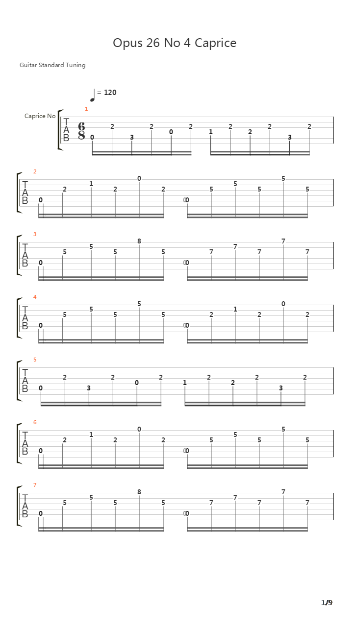 Opus 26 No 4 Caprice吉他谱