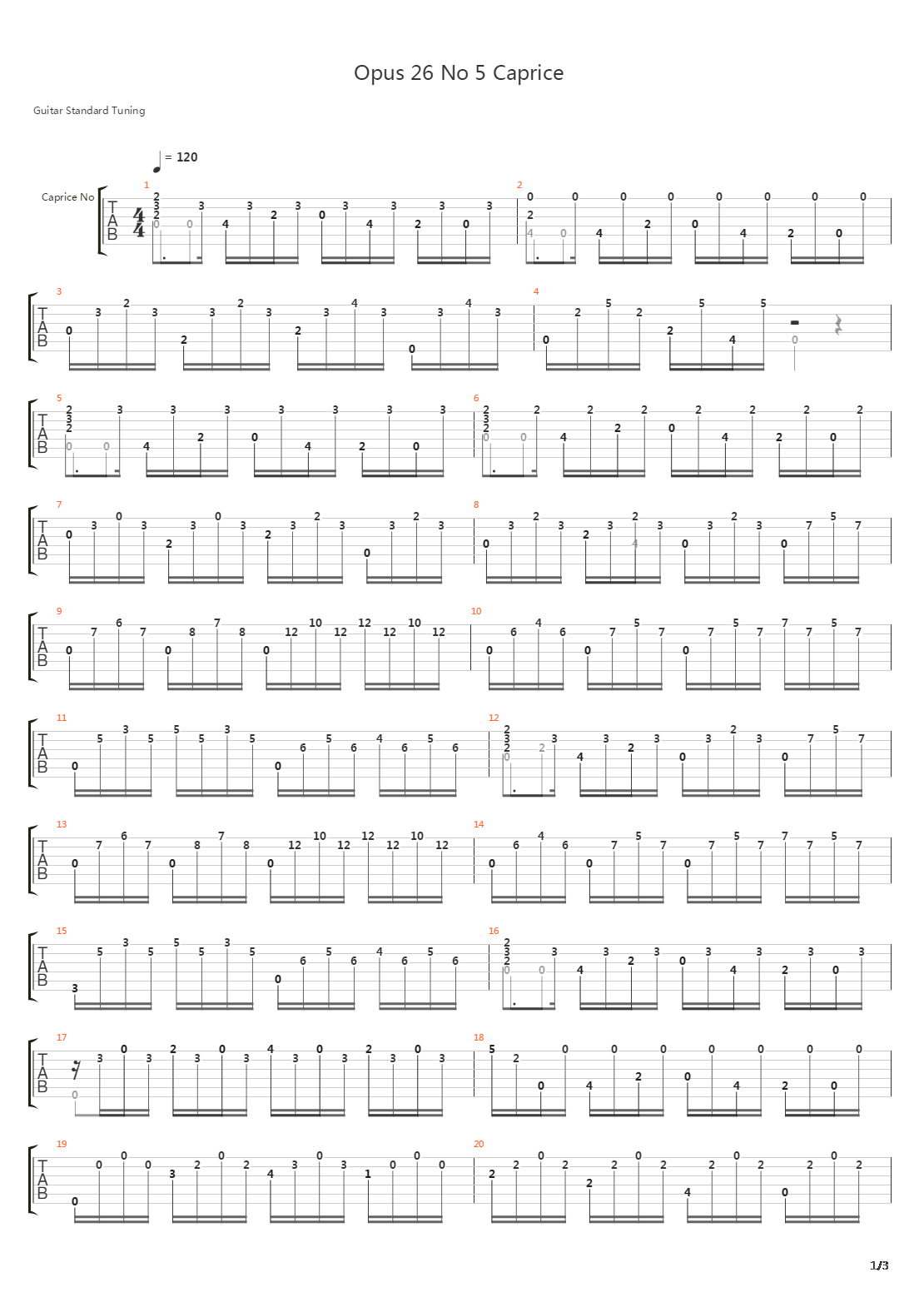 Opus 26 No 5 Caprice吉他谱