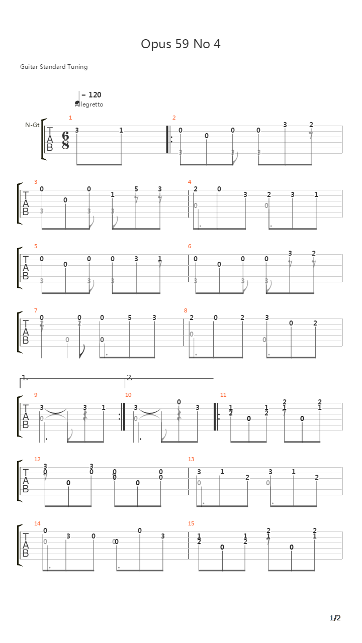 Opus 59 No 4吉他谱