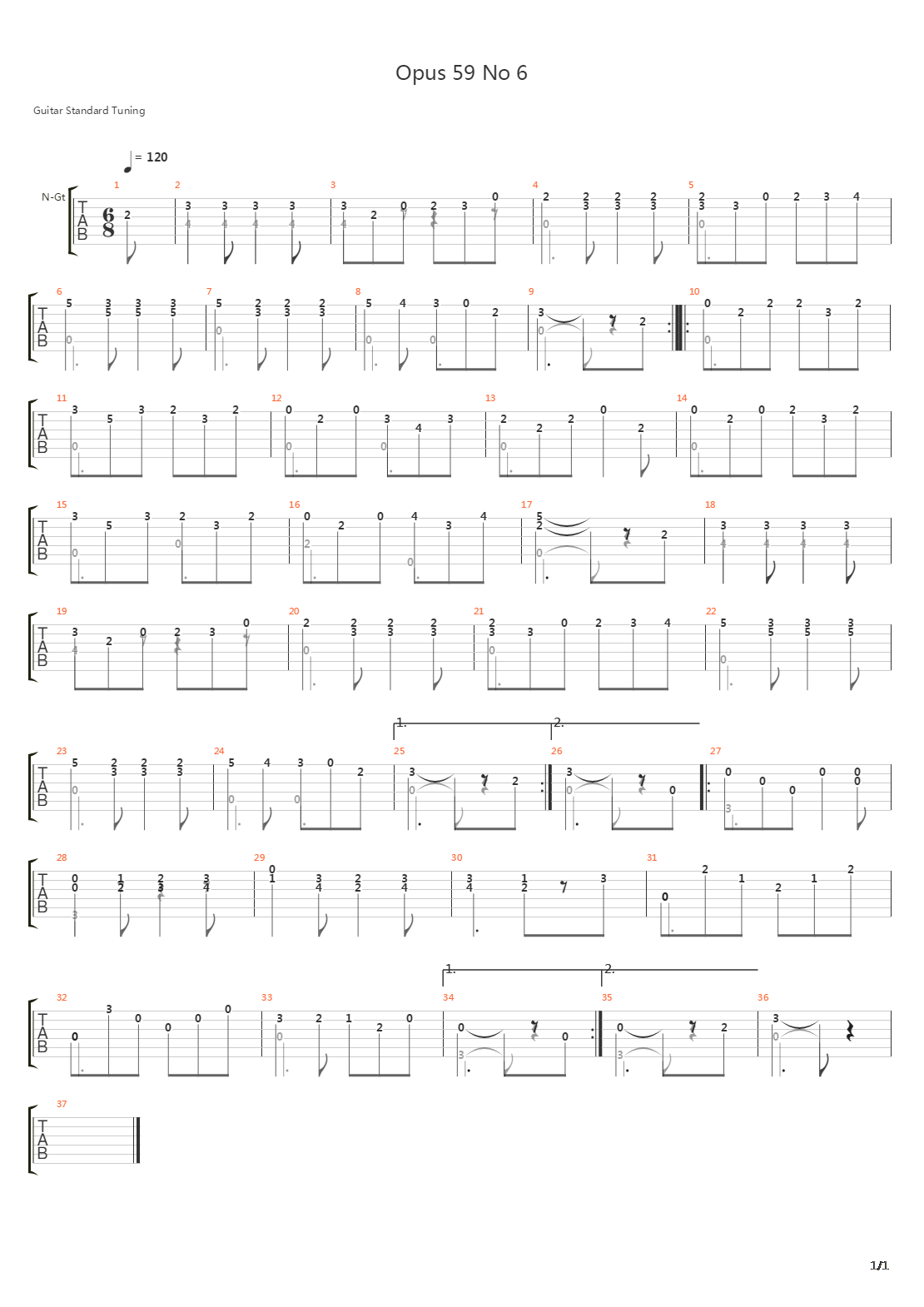 Opus 59 No 6吉他谱
