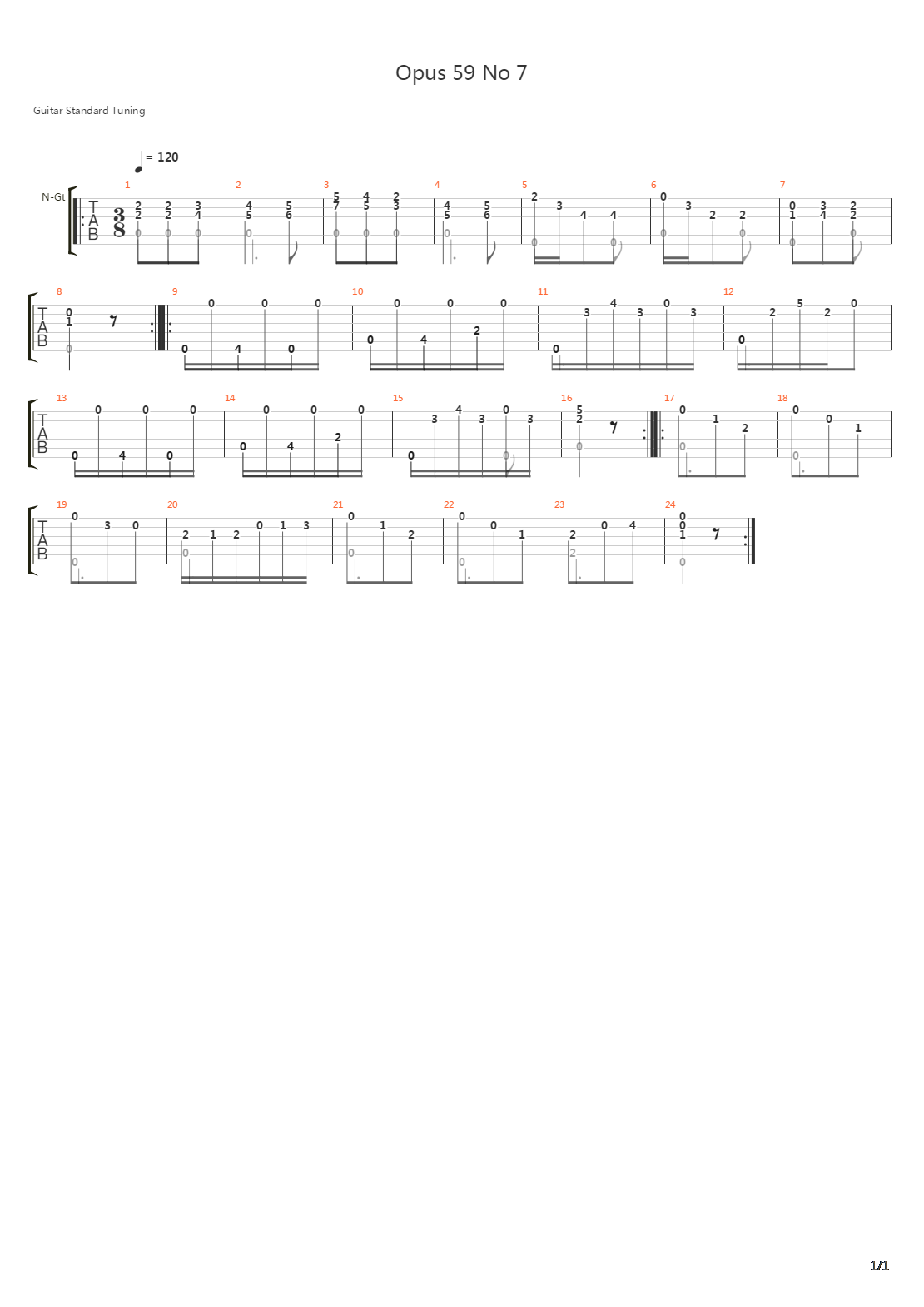 Opus 59 No 7吉他谱