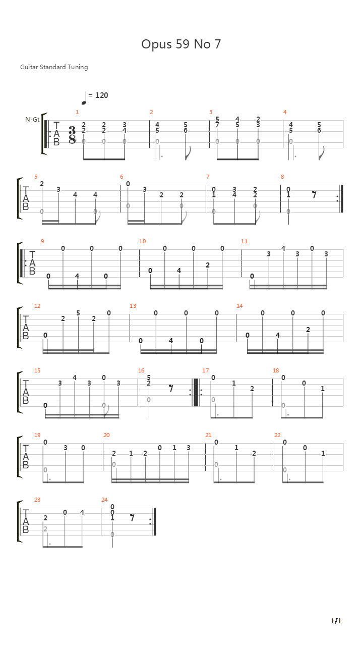 Opus 59 No 7吉他谱