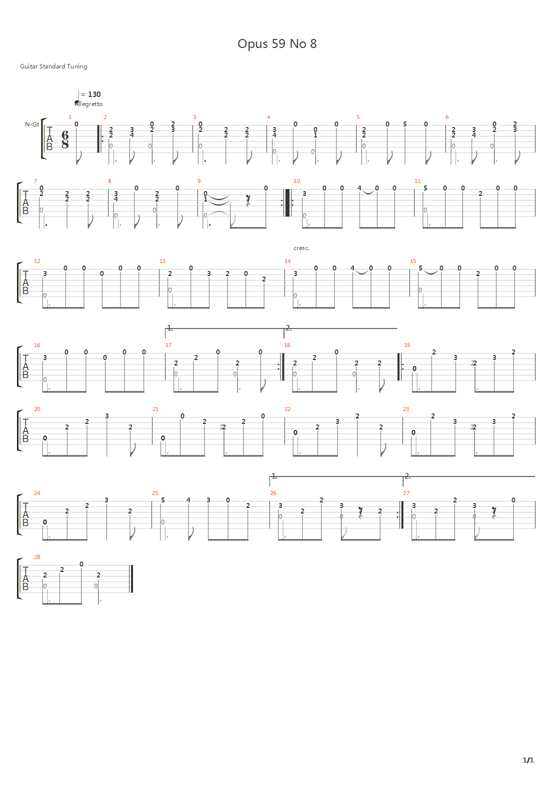 Opus 59 No 8吉他谱