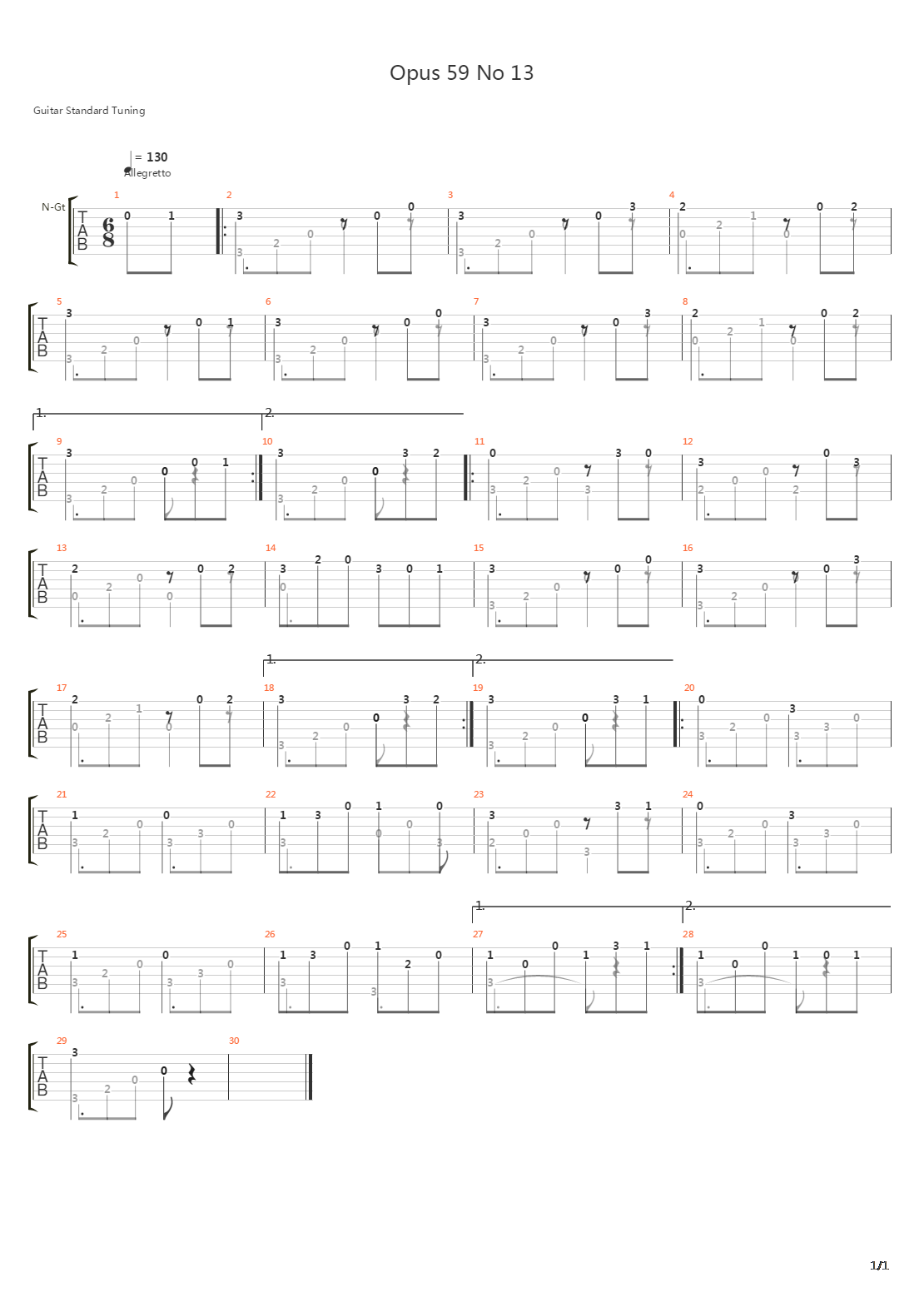 Opus 59 No 13吉他谱