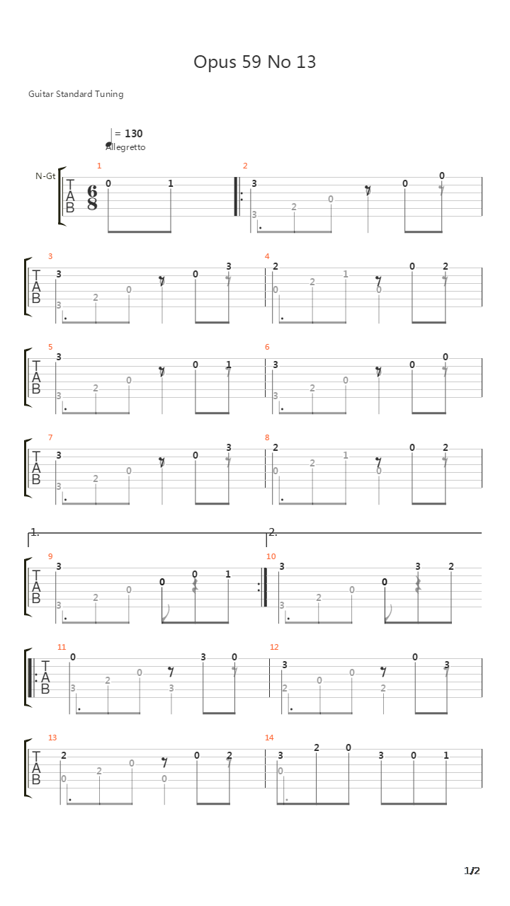 Opus 59 No 13吉他谱