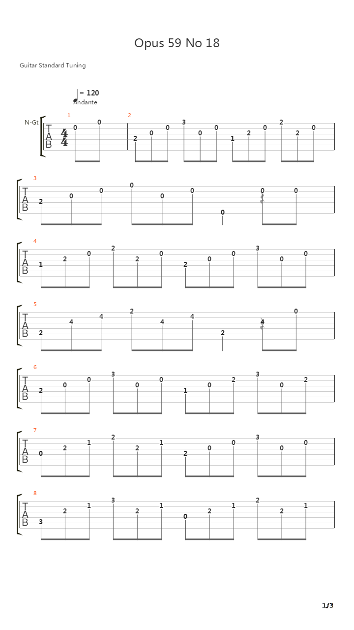 Opus 59 No 18吉他谱