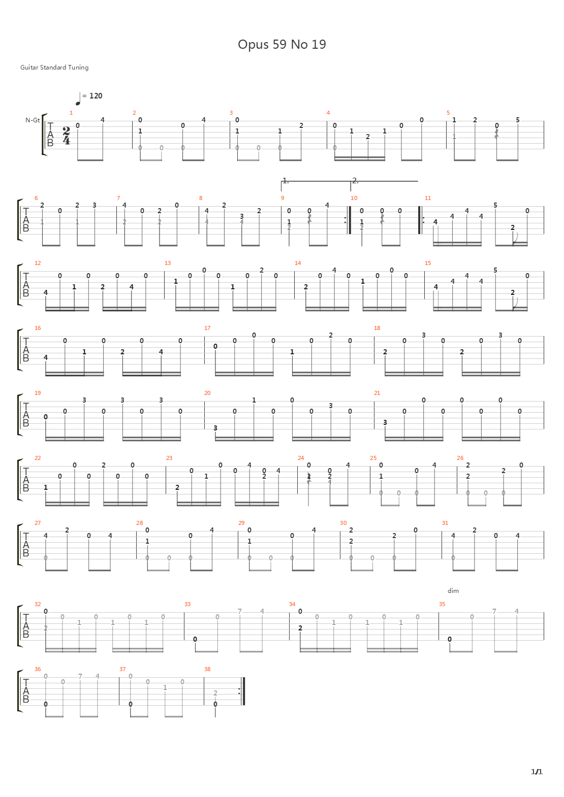 Opus 59 No 19吉他谱