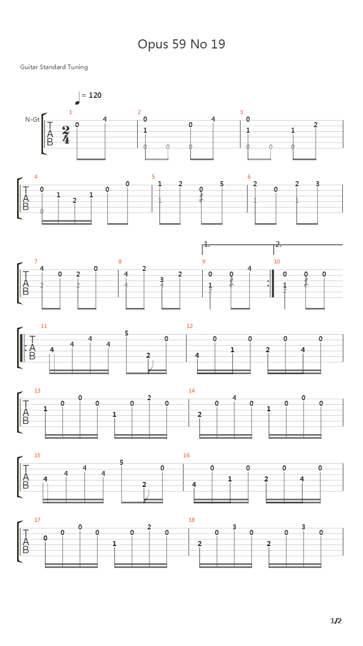 Opus 59 No 19吉他谱