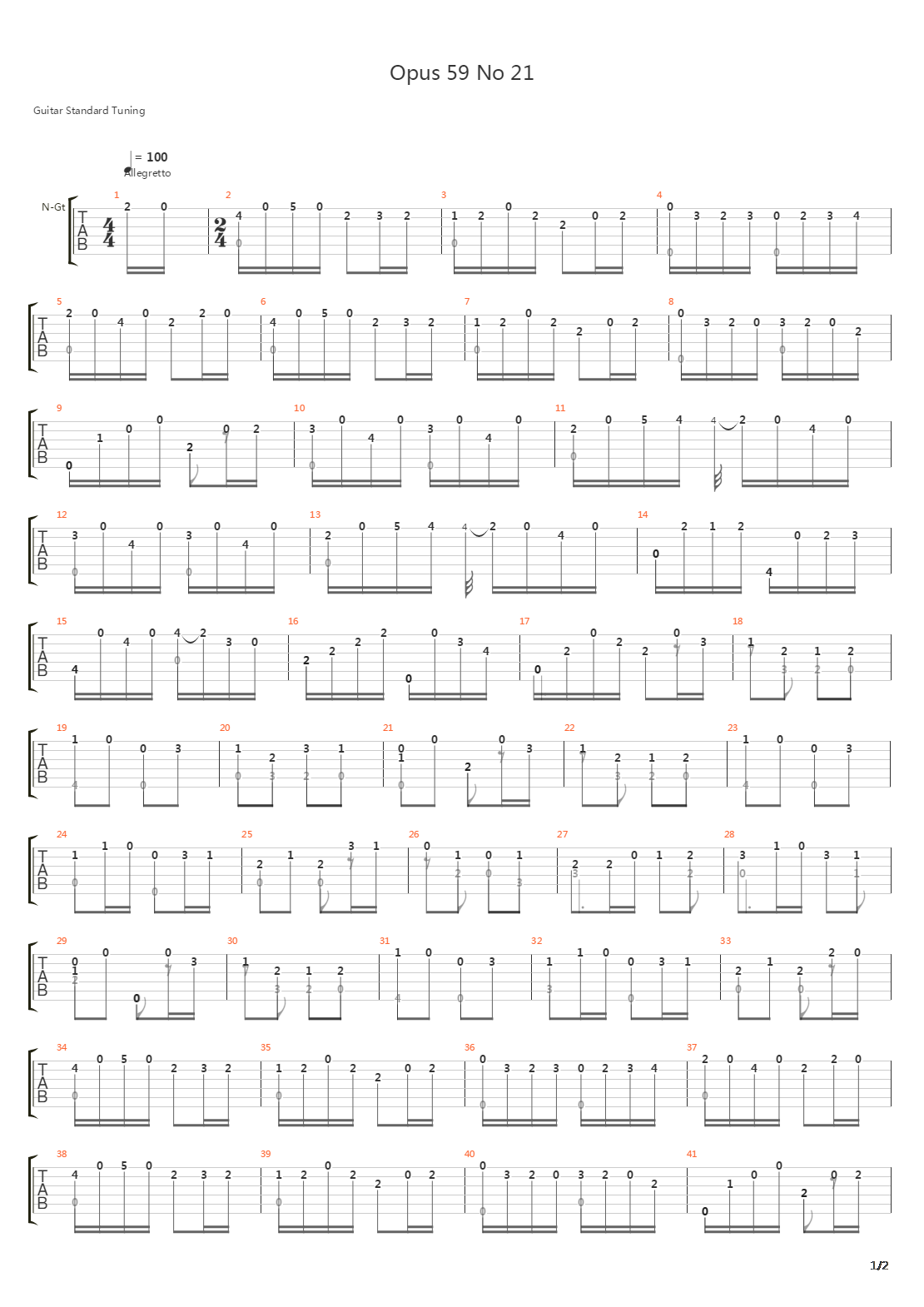 Opus 59 No 21吉他谱