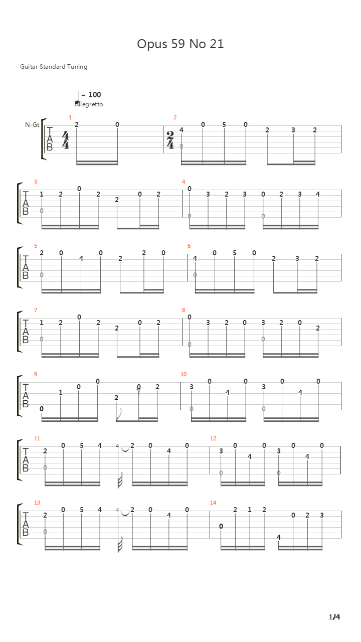 Opus 59 No 21吉他谱