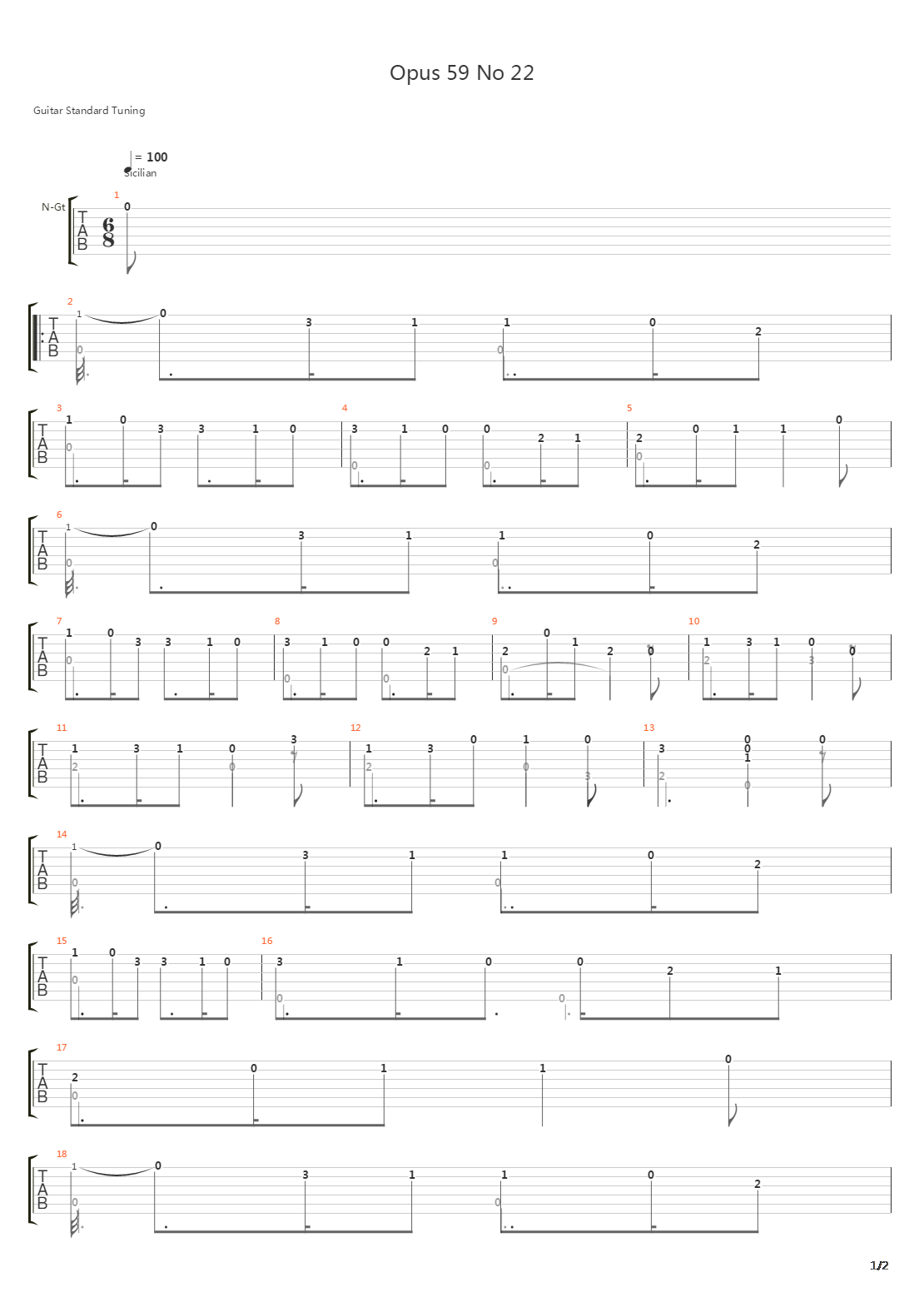 Opus 59 No 22吉他谱