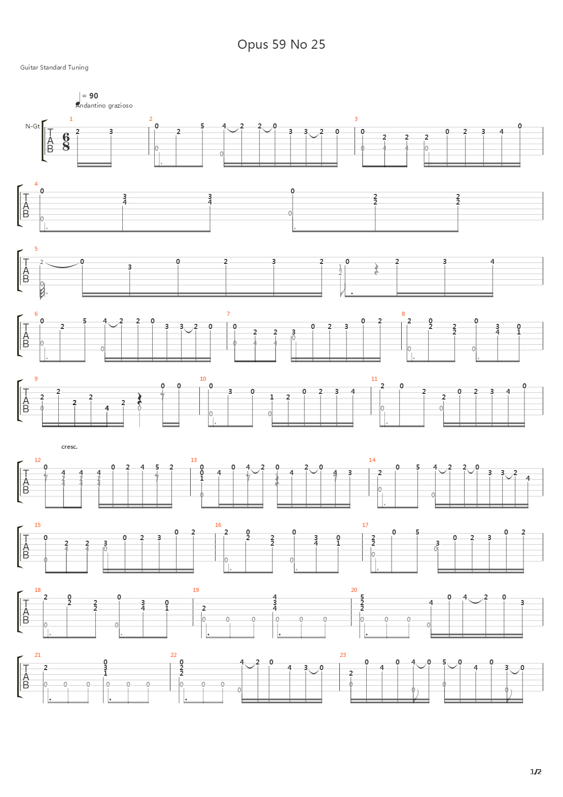 Opus 59 No 25吉他谱