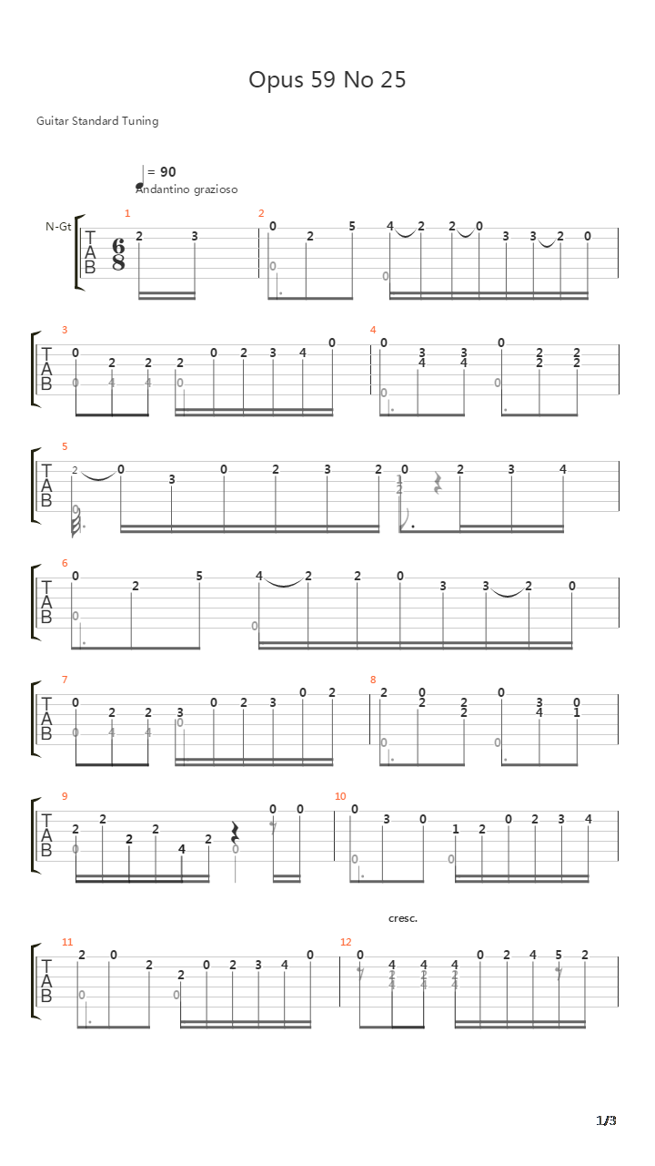 Opus 59 No 25吉他谱