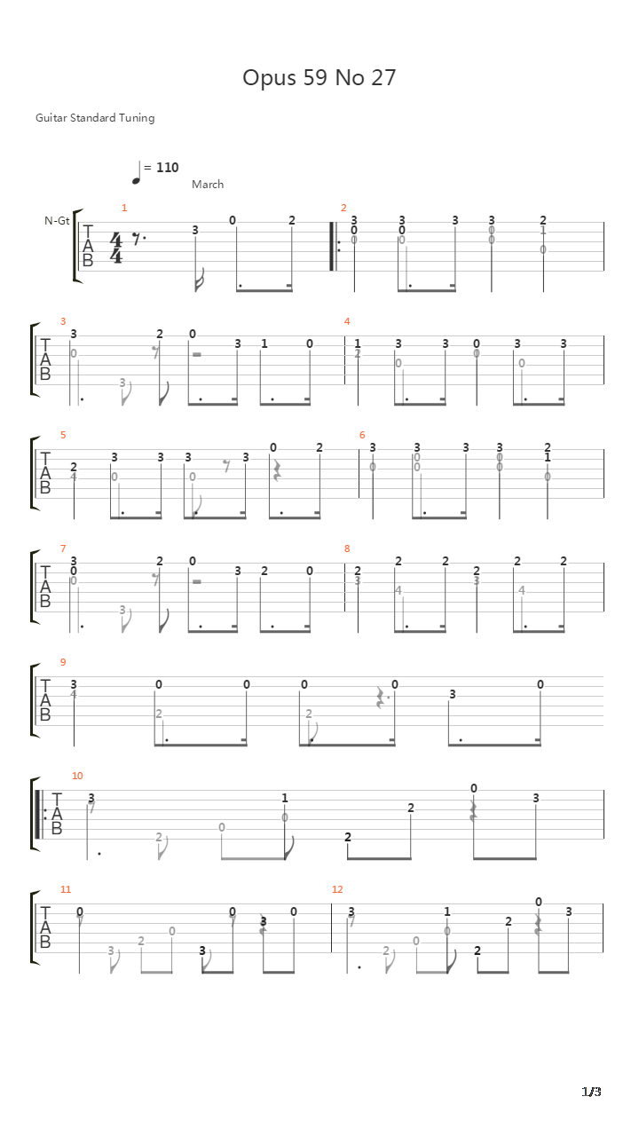 Opus 59 No 27吉他谱