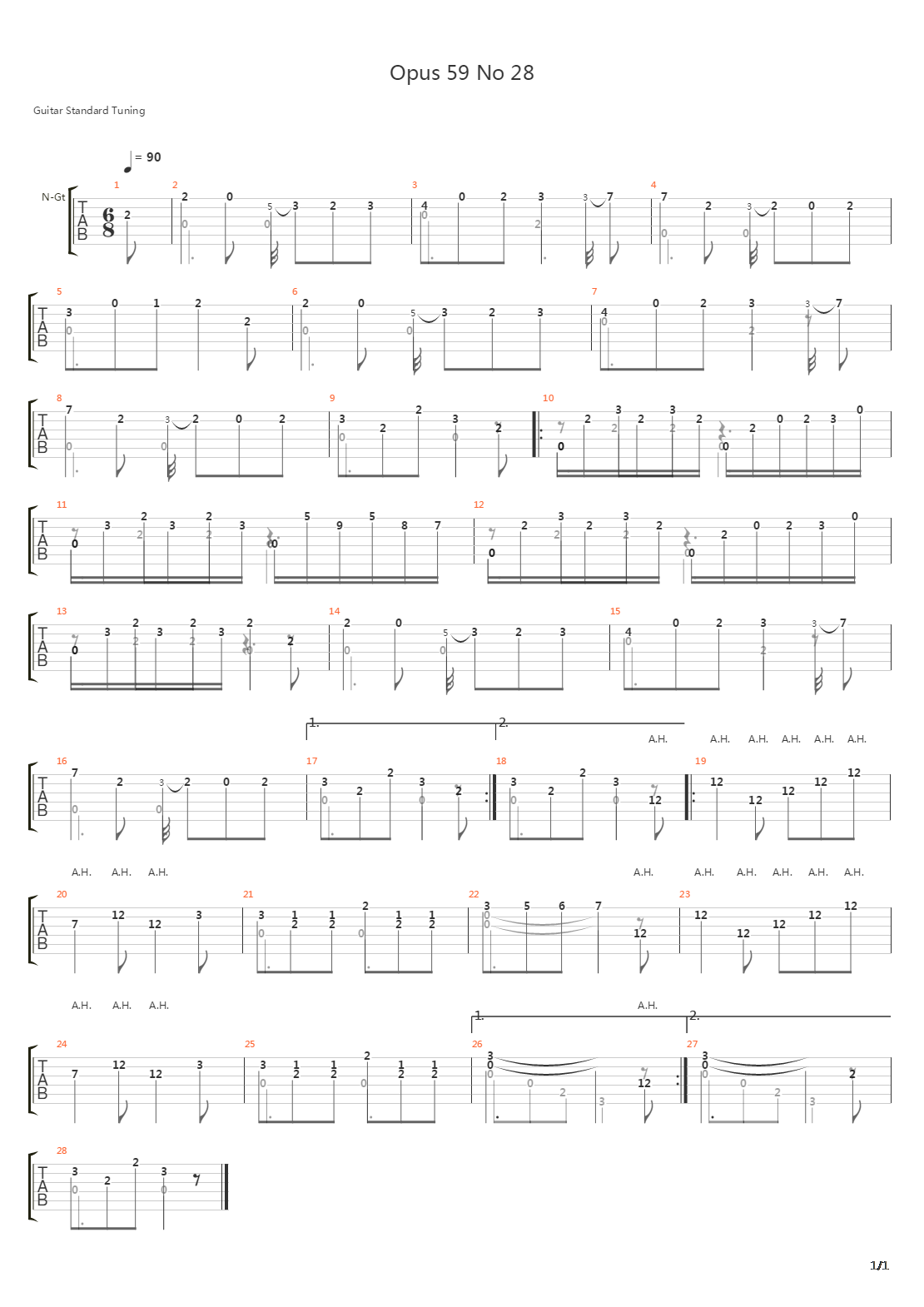 Opus 59 No 28吉他谱