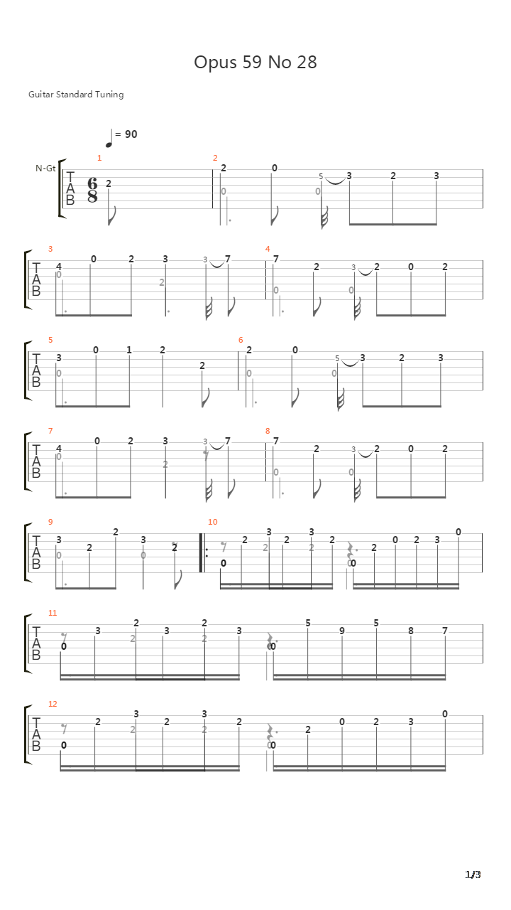 Opus 59 No 28吉他谱